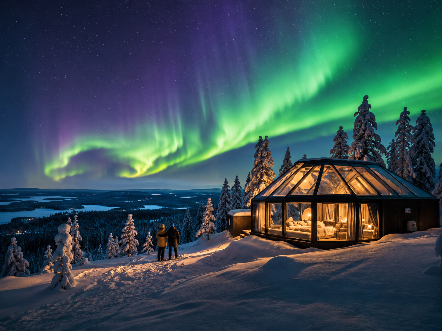 Lapponia Finlandese Sotto l'Aurora Boreale